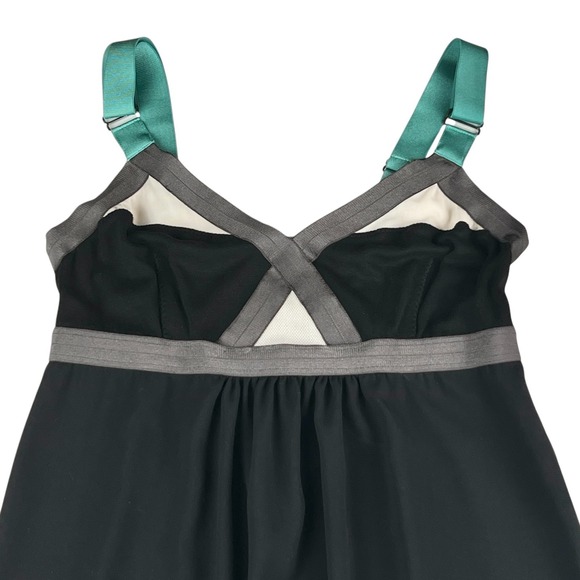 VPL Convexity Breaker Colorblock Black/Aqua Mesh Insert Maxi Dress Sz 8 - Picture 5 of 16